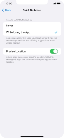 Press the required setting to turn the function on or off.