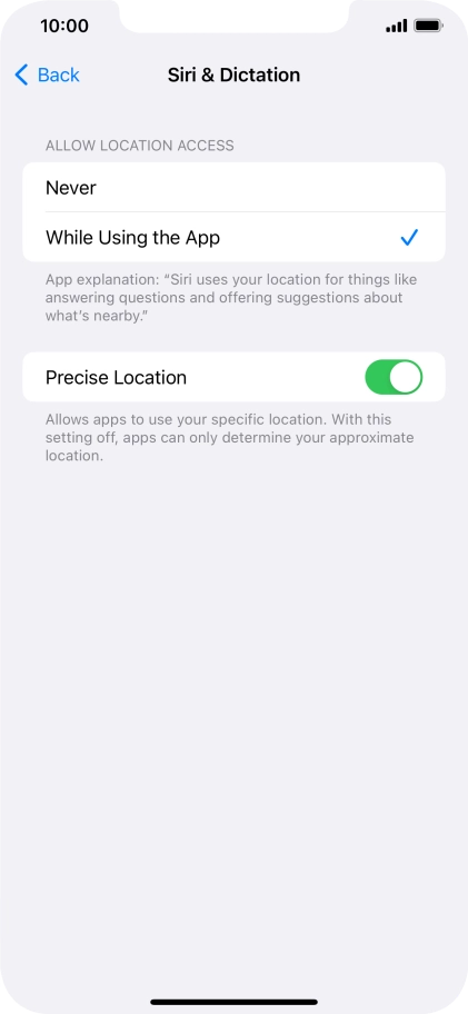 Press the required setting to turn the function on or off.