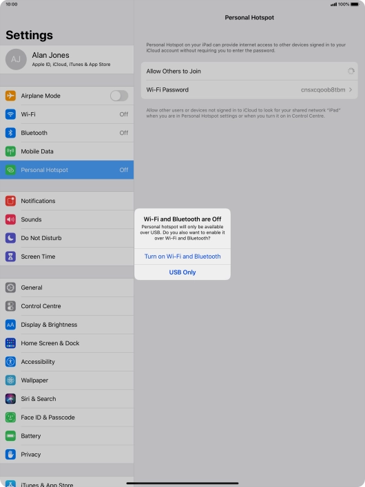 If Wi-Fi is turned off, press Turn on Wi-Fi and Bluetooth.