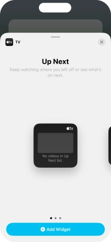 Slide your finger right or left on the screen to select the required widget size.