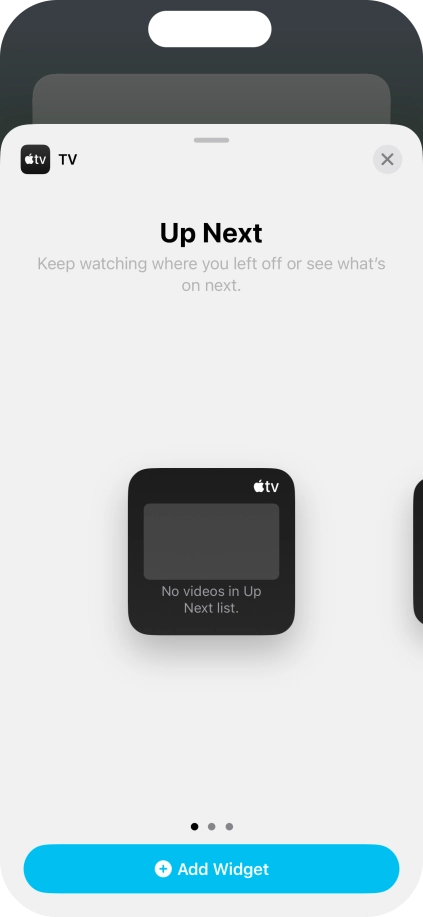 Slide your finger right or left on the screen to select the required widget size.