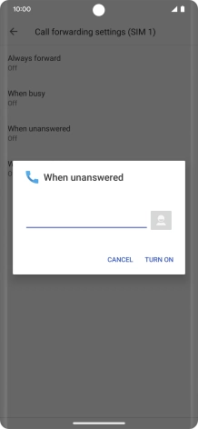 Key in +61414121121 and press TURN ON.
