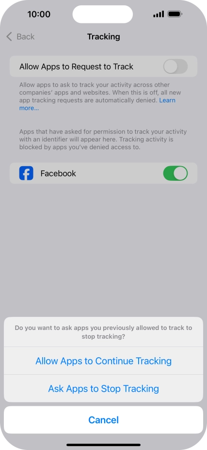If you turn off the function, press the required setting.