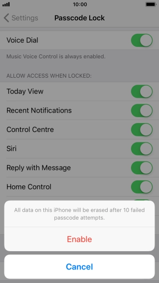 If you turn on the function, press Enable.