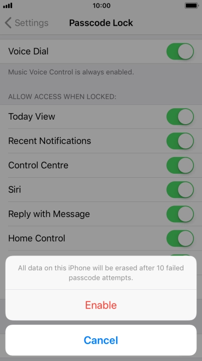 If you turn on the function, press Enable.