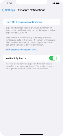 Press Turn On Exposure Notifications.