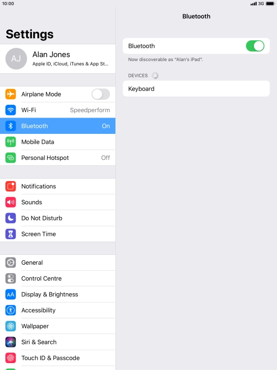 Press the required Bluetooth device and follow the instructions on the screen to pair the device with your tablet. Press the required Bluetooth device and follow the instructions on the screen to pair the device with your tablet.
