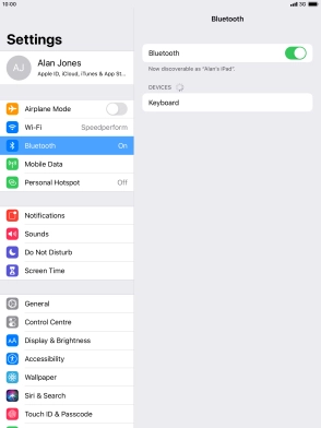 Press the required Bluetooth device and follow the instructions on the screen to pair the device with your tablet. Press the required Bluetooth device and follow the instructions on the screen to pair the device with your tablet.