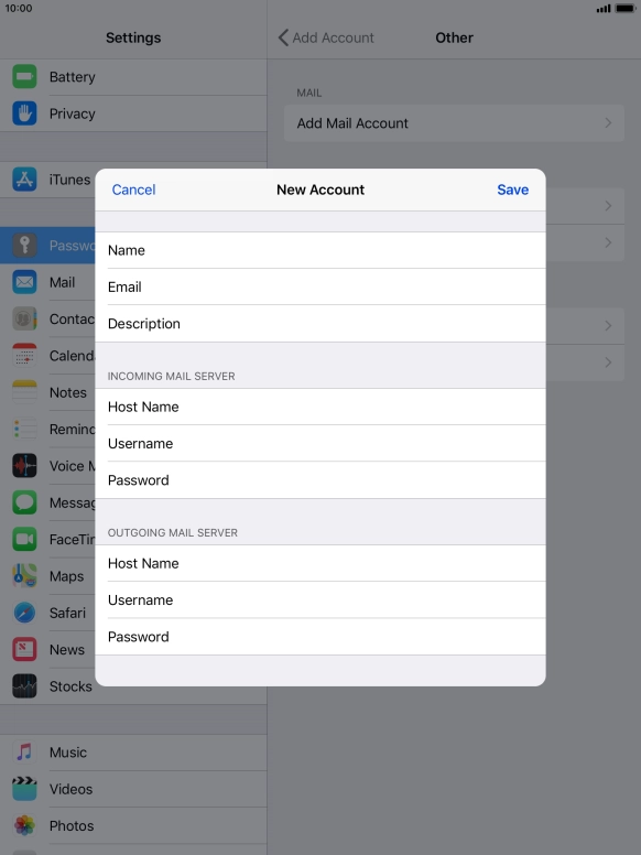 Press Save. Your email account has now been set up. To select more settings for incoming and outgoing server, proceed with the following steps.