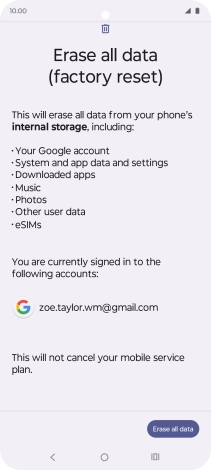 Press Erase all data.