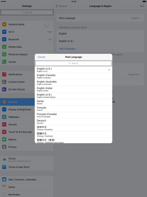 Press the required language. Press the required language.
