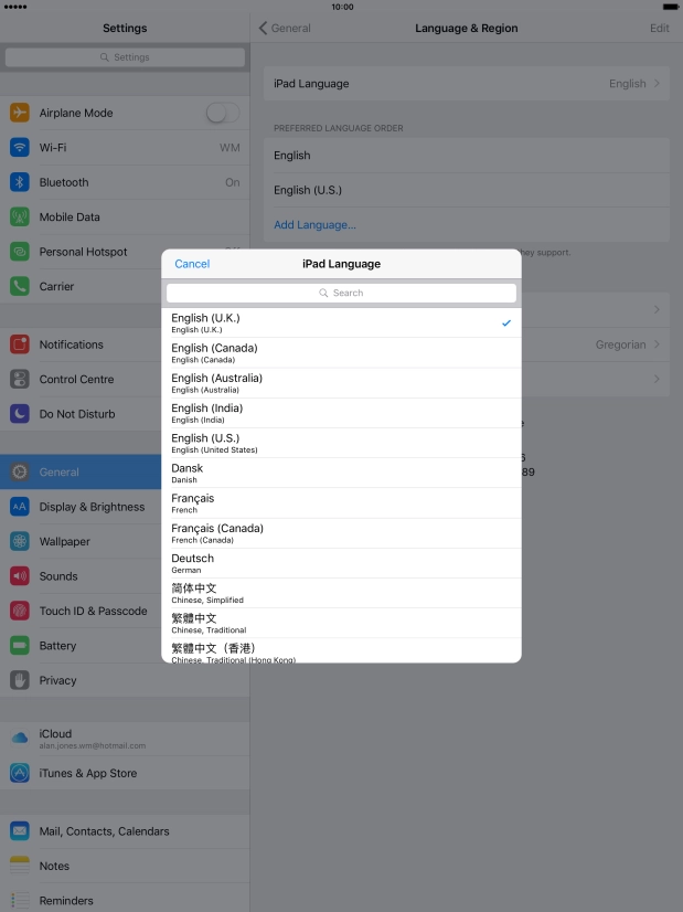 Press the required language. Press the required language.