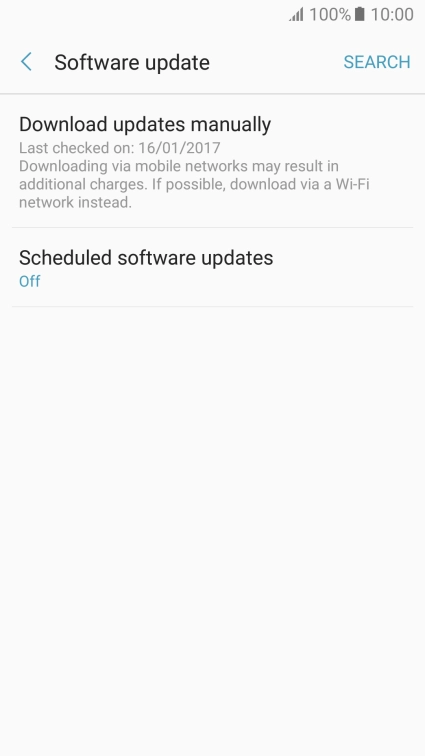 Press Download updates manually. If a new software version is available, it's displayed. 
Follow the instructions on the screen to update the phone software.