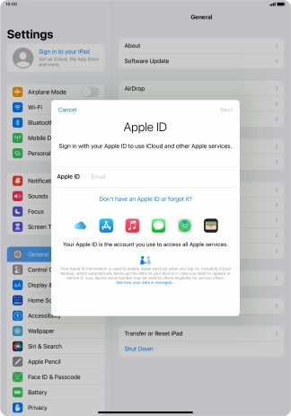 If you don t have an Apple ID, press Don't have an Apple ID or forgot it? and follow the instructions on the screen to create an Apple ID. If you don t have an Apple ID, press Don't have an Apple ID or forgot it? and follow the instructions on the screen to create an Apple ID.