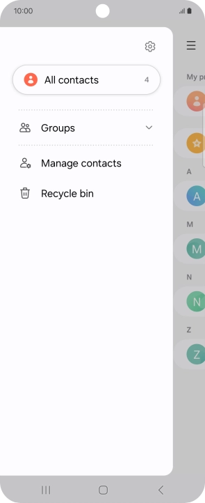 Press Manage contacts. Press Manage contacts.