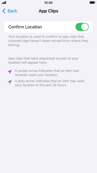 Press the required setting to turn the function on or off.