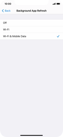 To turn off background refresh of apps, press Off.