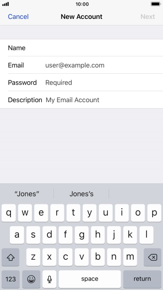 Press Email and key in your email address.