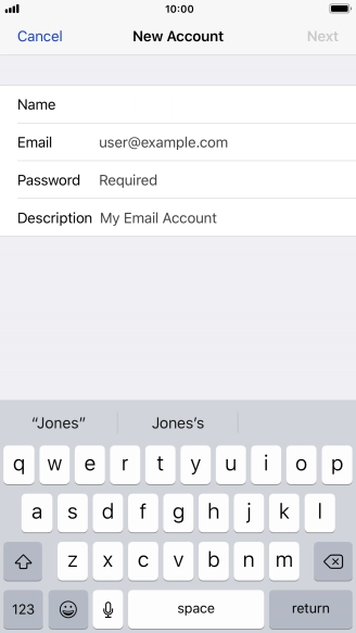 Press Email and key in your email address.