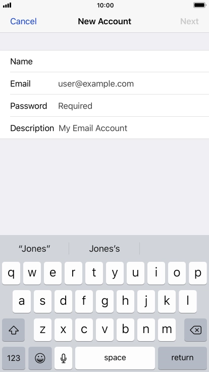 Press Email and key in your email address.