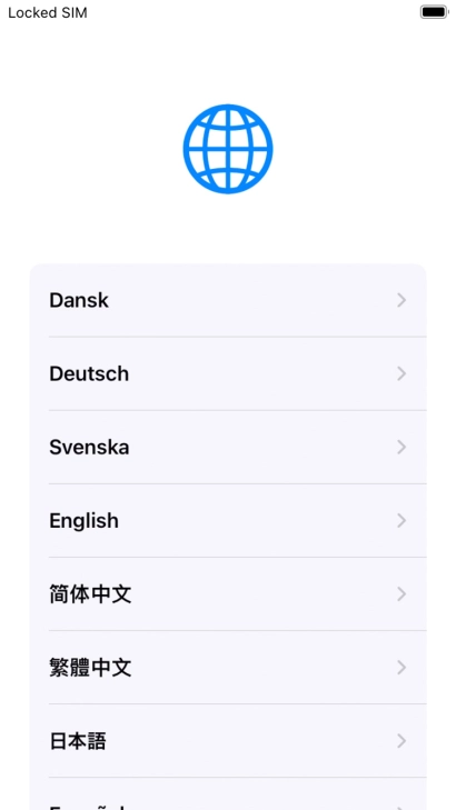 Press the required language.