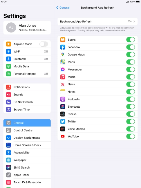 Press Background App Refresh.