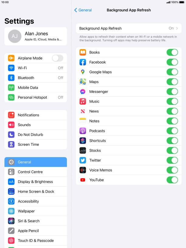 Press Background App Refresh.
