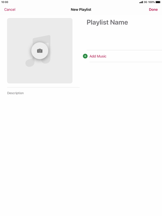 Press the text input field and key in a name for the playlist. Press the text input field and key in a name for the playlist.
