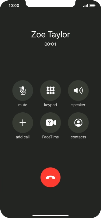 Press the end call icon to end the call.
