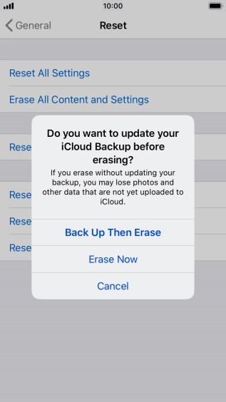 Press the required setting.
