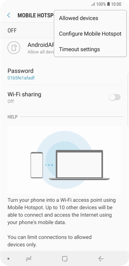 Press Configure Mobile Hotspot. Press Configure Mobile Hotspot.
