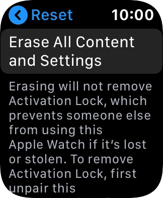 Press Erase All Content and Settings.