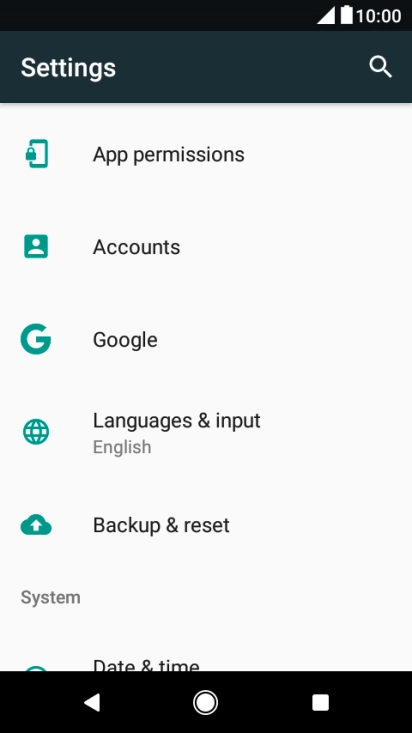 Press Backup & reset.