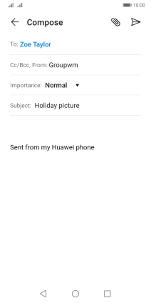 Press the text input field and write the text for your email message.