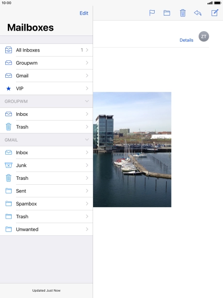 Press the required email account. Press the required email account.
