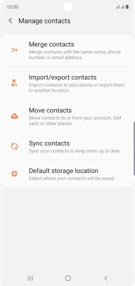 Press Import/export contacts.