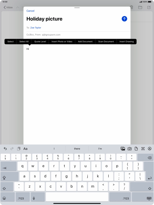 Press Insert Photo or Video and follow the instructions on the screen to attach a picture or a video clip.