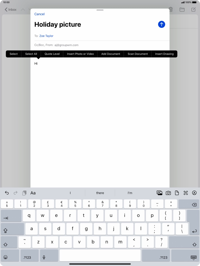 Press Insert Photo or Video and follow the instructions on the screen to attach a picture or a video clip.