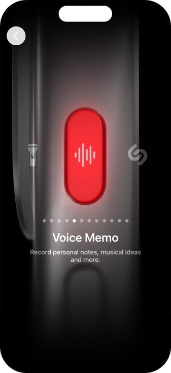 Slide your finger right or left on the screen to select the required function.