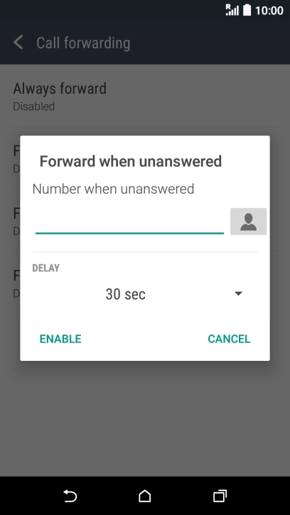 If you divert missed calls, you need to select a delay for the divert. Press the drop down list below 