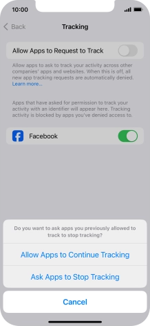 If you turn off the function, press the required setting.