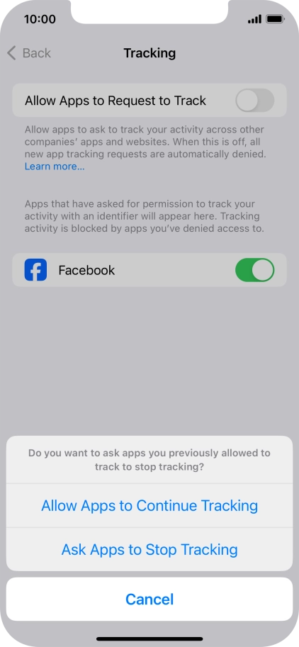 If you turn off the function, press the required setting.