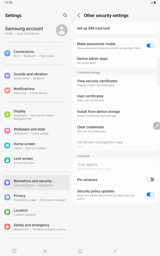 Press Set up SIM card lock. Press Set up SIM card lock.