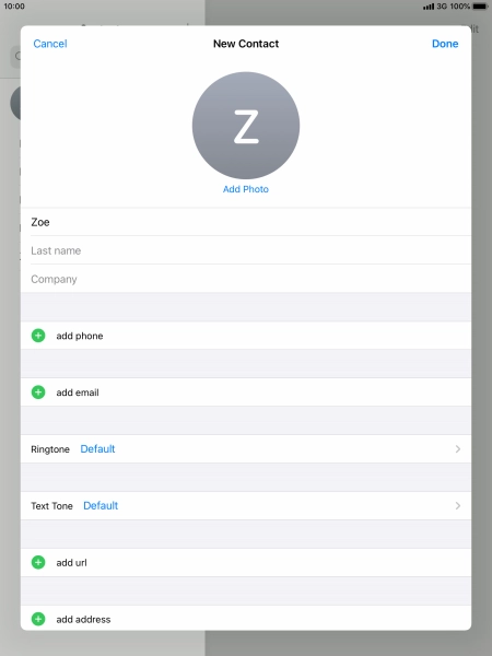Press Last name and key in the last name. Press Last name and key in the last name.