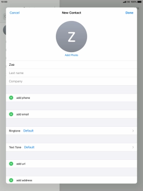 Press Last name and key in the last name. Press Last name and key in the last name.