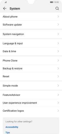 Press Software update. If a new software version is available, it's displayed. Follow the instructions on the screen to update the phone software.