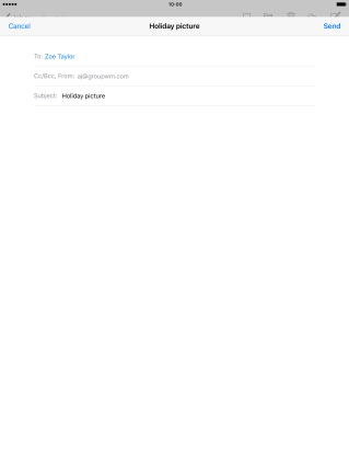 Press the text input field and write the text for your email message.