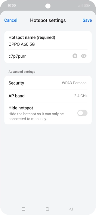 Press the password field and key in the required password.