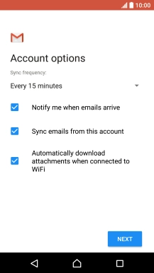 If this screen is displayed, you email account has been recognised and set up automatically. Follow the instructions on the screen to key in more information and finish setting up your phone.