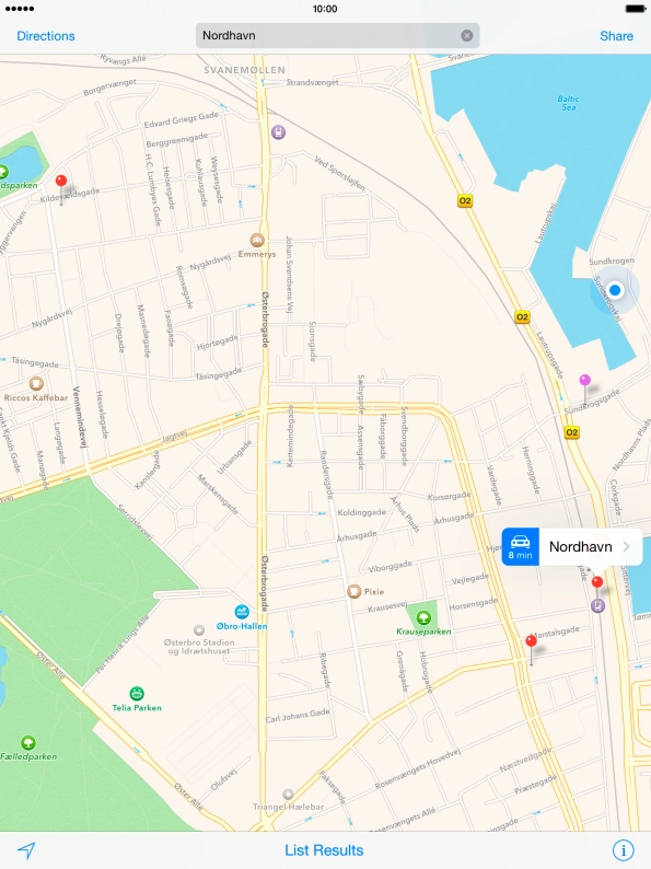 Press the navigation icon next to the required destination.
